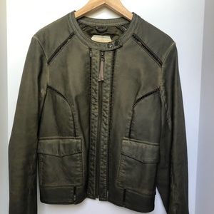 Anthropologie Hei Hei Vegan Leather Bomber Jacket